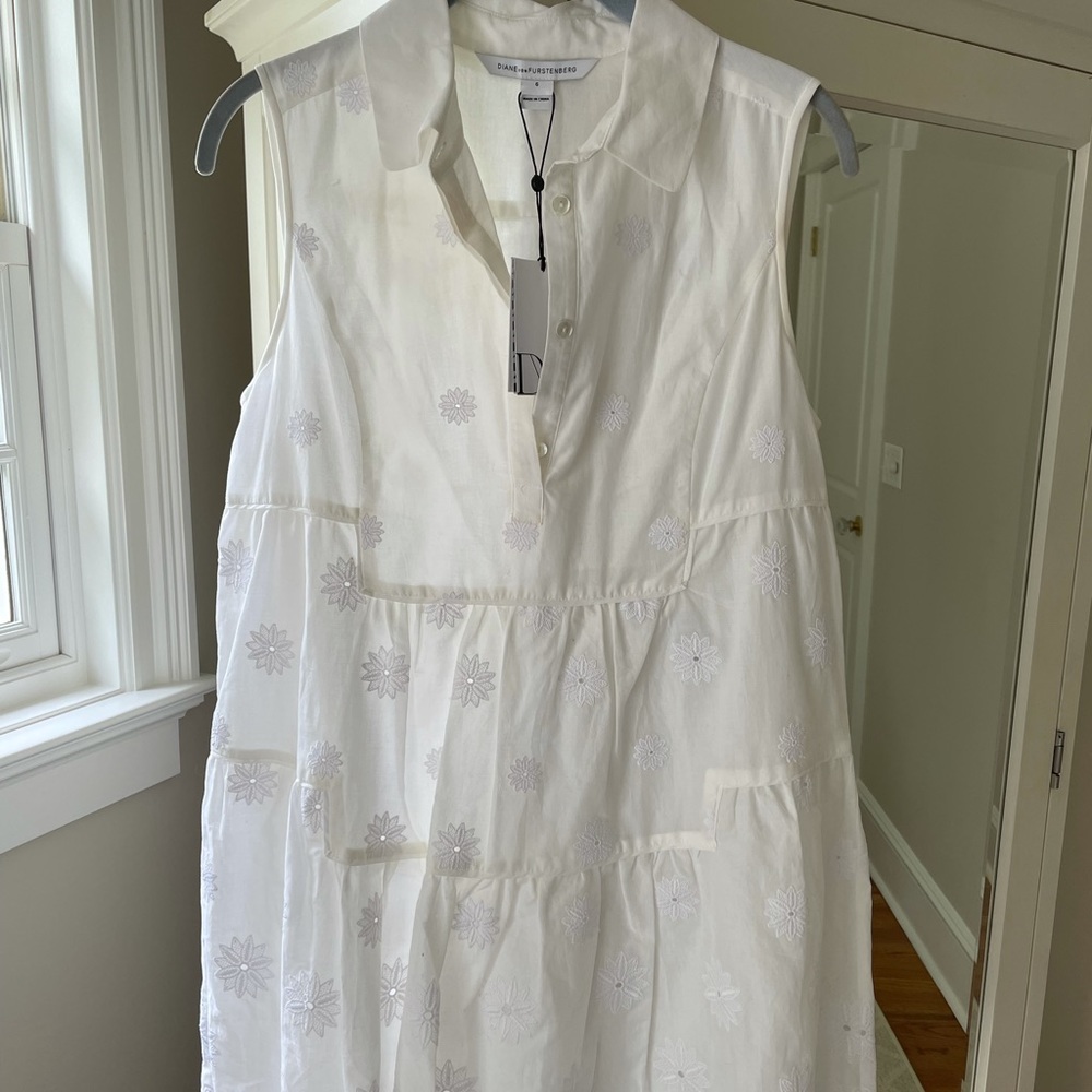 ***NWT DVF White Eyelet Shirt dress